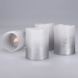 Solight sada LED svíček s časovačem, 4x svíčka, 6,5cm, stříbrná barva, 4xCR2032 součástí