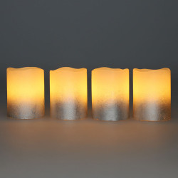 Solight sada LED svíček s časovačem, 4x svíčka, 6,5cm, stříbrná barva, 4xCR2032 součástí