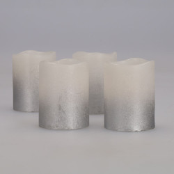 Solight sada LED svíček s časovačem, 4x svíčka, 6,5cm, stříbrná barva, 4xCR2032 součástí