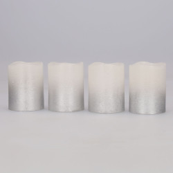 Solight sada LED svíček s časovačem, 4x svíčka, 6,5cm, stříbrná barva, 4xCR2032 součástí