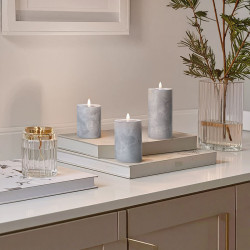 Solight sada LED svíček s časovačem, 3x svíčka, 10/13/15cm, šedá, 2xAA