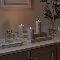 Solight sada LED svíček s časovačem, 3x svíčka, 10/13/15cm, šedá, 2xAA