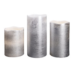 Solight sada LED svíček, 3x svíčka, 10/13/16cm, stříbrná barva, 3x AAA