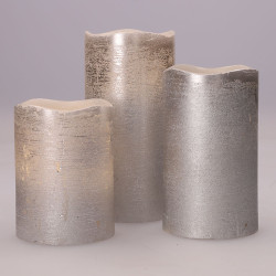 Solight sada LED svíček, 3x svíčka, 10/13/16cm, stříbrná barva, 3x AAA