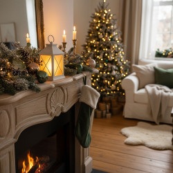 Solight LED vánoční lucerna bílá, 20cm, časovač, 2x AA