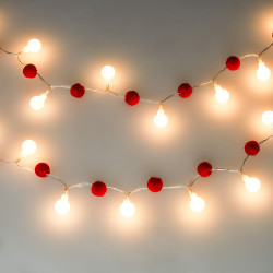 Solight LED vánoční řetízek červená-bílá, 20x LED, 1,5m, 2xAA