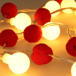 Solight LED vánoční řetízek červená-bílá, 20x LED, 1,5m, 2xAA