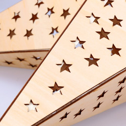 Solight LED dřevěná vánoční hvězda, závěsná, časovač, 20x LED, 65cm, 2x AA