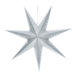 Solight LED vánoční hvězda stříbrná, závěsná, časovač, 60cm, 20x LED, 2x AA