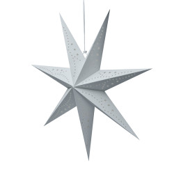 Solight LED vánoční hvězda stříbrná, závěsná, časovač, 60cm, 20x LED, 2x AA