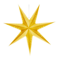 Solight LED vánoční hvězda zlatá, závěsná, časovač, 60cm, 20x LED, 2x AA