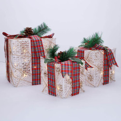 Solight sada 3 LED vánočních dárků, 48x LED, IP44, 230V