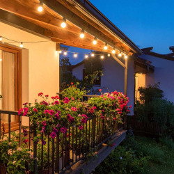Solight LED venkovní balkonový řetěz s žárovkami, 10 žárovek, 5m+3m, 500lm, teplá bílá