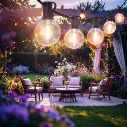 Solight LED venkovní balkonový řetěz s žárovkami, 10 žárovek, 5m+3m, 500lm, teplá bílá