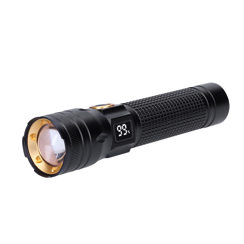 Solight LED nabíjecí svítilna s displayem, 200lm, zoom, Li-Ion