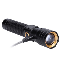 Solight LED nabíjecí svítilna s displayem, 200lm, zoom, Li-Ion