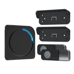 Solight bezdrátový zvonek, 2 tlačítka, do zásuvky, 200m, černý, learning code