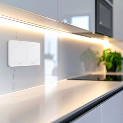 Solight vestavná podlahová dvojzásuvka, IP55, matná bílá, obdélníkové víčko