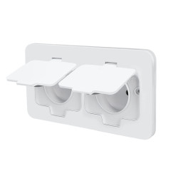 Solight vestavná podlahová dvojzásuvka, IP55, matná bílá, obdélníkové víčko
