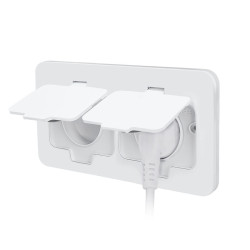 Solight vestavná podlahová dvojzásuvka, IP55, matná bílá, obdélníkové víčko