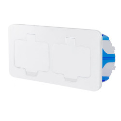 Solight vestavná podlahová dvojzásuvka, IP55, matná bílá, obdélníkové víčko