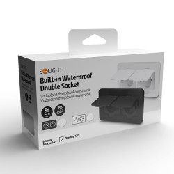 Solight vestavná podlahová dvojzásuvka, IP55, matná bílá, obdélníkové víčko