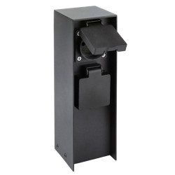 Solight zahradní sloupek IP44, hliník, 2 zásuvky, černý