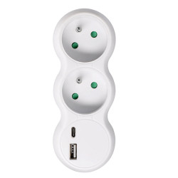 Solight rozbočka s USB A+C rychlonabíječkou 20W PD, 2 x 10A, bílá