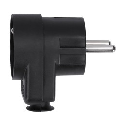 Solight zástrčka úhlová, s průběžnou zásuvkou, IP20 černá