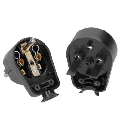 Solight zástrčka úhlová, s průběžnou zásuvkou, IP20 černá