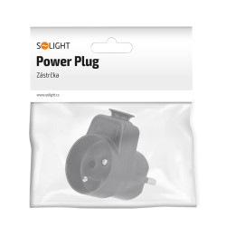 Solight zástrčka úhlová, s průběžnou zásuvkou, IP20 černá
