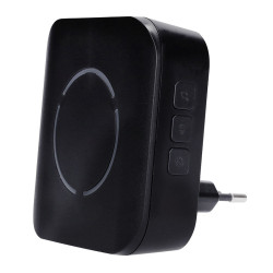 Solight bezdrátový zvonek, do zásuvky, 180m, černý, learning code