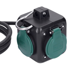 Solight prodlužovací přívod kostka 3m, 3 zásuvky IP44, 3 x 1mm2, kabel guma H05RR-F