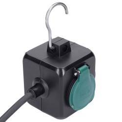 Solight prodlužovací přívod kostka 3m, 3 zásuvky IP44, 3 x 1mm2, kabel guma H05RR-F