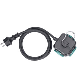 Solight prodlužovací přívod kostka 3m, 3 zásuvky IP44, 3 x 1mm2, kabel guma H05RR-F