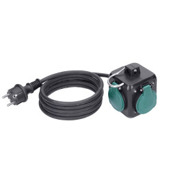 Solight prodlužovací přívod kostka 5m, 3 zásuvky IP44, 3 x 1.5mm2, kabel guma H05RR-F