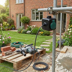 Solight prodlužovací přívod kostka 5m, 3 zásuvky IP44, 3 x 1.5mm2, kabel guma H05RR-F