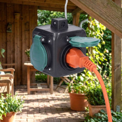 Solight prodlužovací přívod kostka 5m, 3 zásuvky IP44, 3 x 1.5mm2, kabel guma H05RR-F