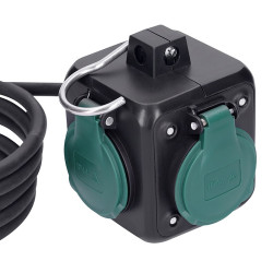 Solight prodlužovací přívod kostka 5m, 3 zásuvky IP44, 3 x 1.5mm2, kabel guma H05RR-F