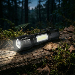 Solight LED kovová svítilna nabíjecí, 150 +60lm, Li-Ion, černá