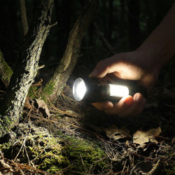 Solight LED kovová svítilna nabíjecí, 150 +60lm, Li-Ion, černá