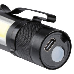 Solight LED kovová svítilna nabíjecí, 150 +60lm, Li-Ion, černá