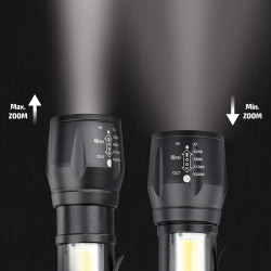 Solight LED kovová svítilna nabíjecí, 150 +60lm, Li-Ion, černá