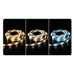 Solight LED světelný pás, RGB + 3CCT, 5m, sada s 24V adaptérem a dálk. ovladačem, 5W/m, IP65